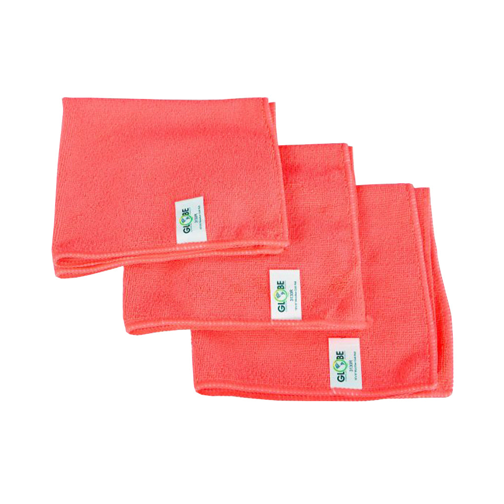 red 3 stack of cleaning cloths, 16 Inch X 16 Inch 240 Gsm Microfiber Cloths, COLOR, Red, Package, 20 Packs of 10, MICROFIBER, CLOTHS, Best Seller, COVID ESSENTIALS, 3130R