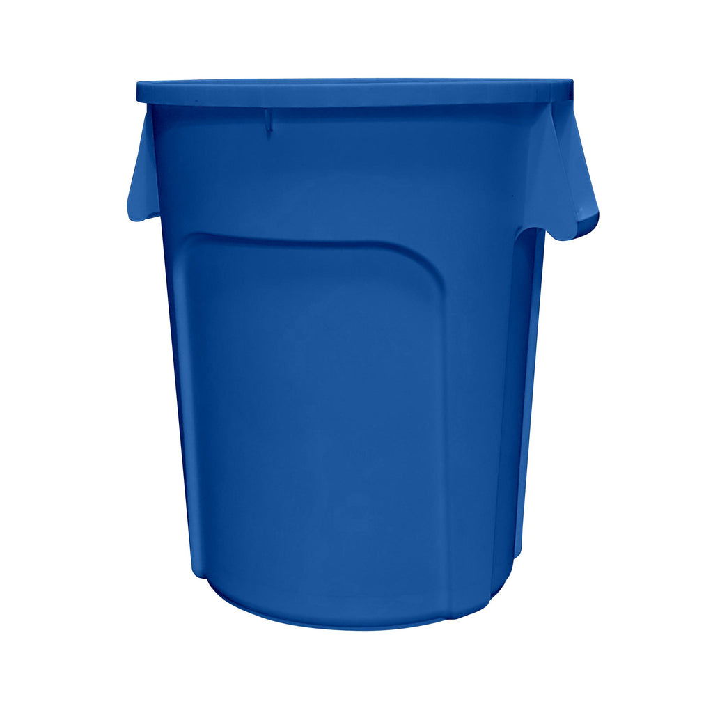 blue garbage bin with side handles, Blue Waste Containers, SIZE, 20 Gallon, WASTE, ROUND UTILITY CONTAINERS AND LIDS, 9620B,9632B,9644B